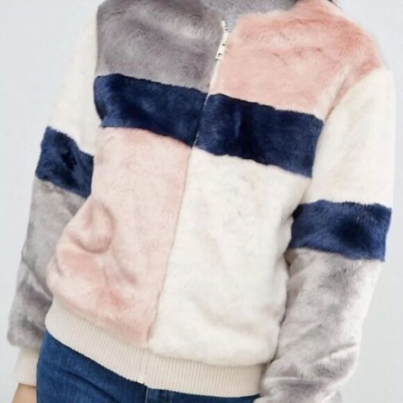ASOS Curve Jacket in Patched Faux Fur Size 24 - Picture 3 of 13